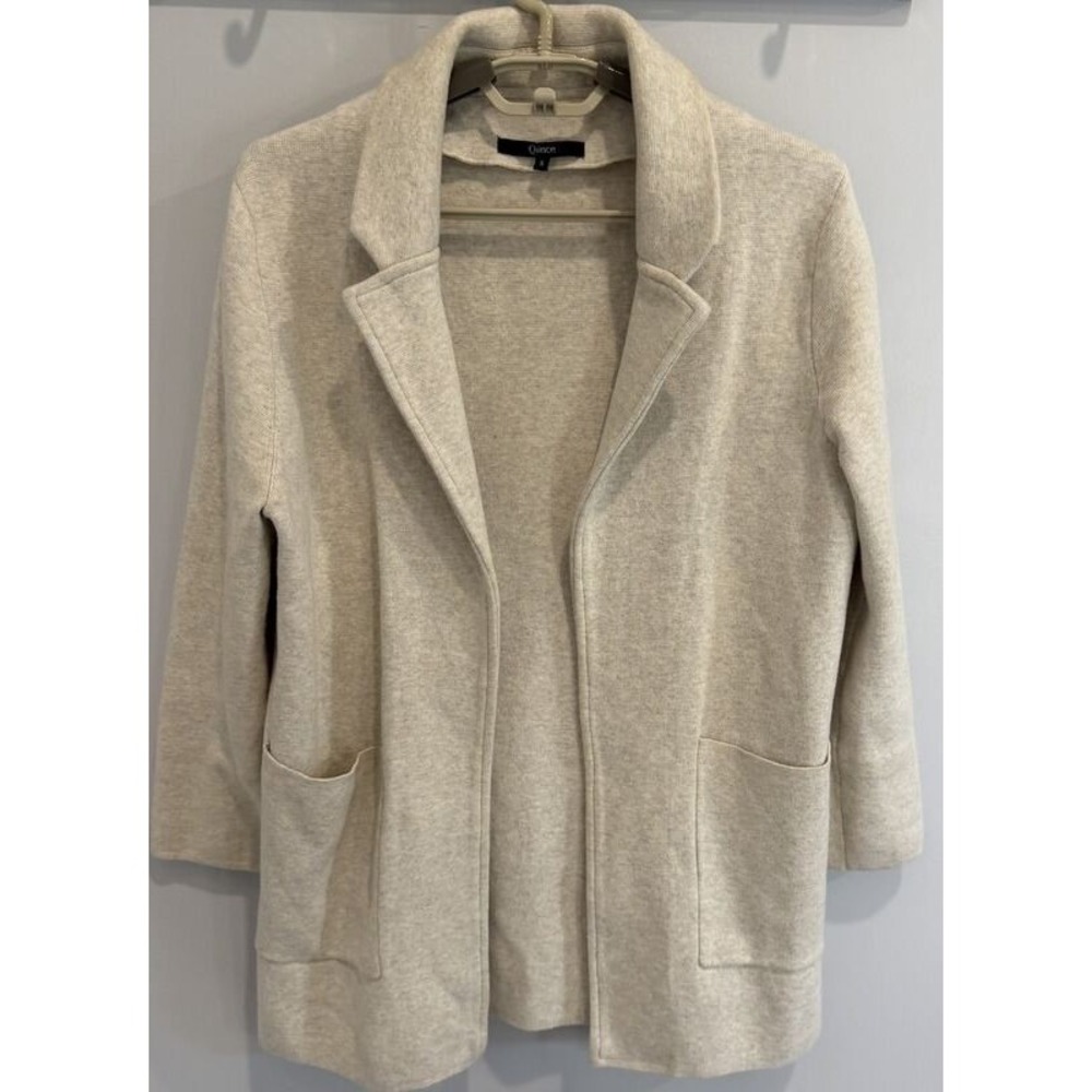 Quince Womens 100% Organic Cotton Knit Blazer Oatmeal Heather Size S